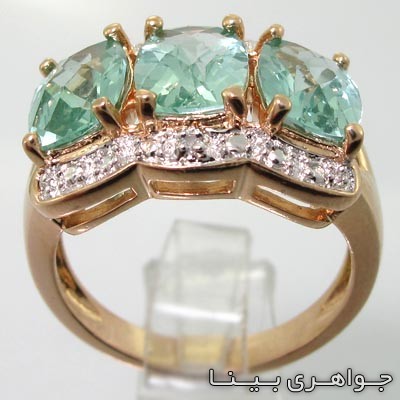 انگشتر توپاز سه نگین
