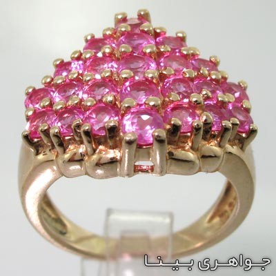 انگشتر توپاز طرح لوزی سه نگین