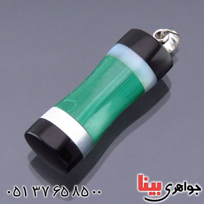 گردنبند چند جواهر مالاکیت و صدف سنگ درمانی _کد:13871