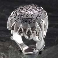 انگشتر در نجف مردانه درشت حکاکی چهارده معصوم دور اشکی