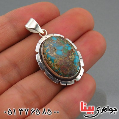 گردنبند فیروزه نیشابوری شجری طرح هنری با حرز امام جواد (ع) _کد:13916
