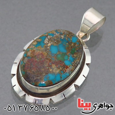 گردنبند فیروزه نیشابوری شجری طرح هنری با حرز امام جواد (ع) _کد:13916