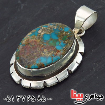 گردنبند فیروزه نیشابوری شجری طرح هنری با حرز امام جواد (ع) _کد:13916