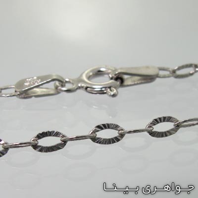 زنجیر نقره زنانه حلقه بیضی ایتالیایی 40 سانتی