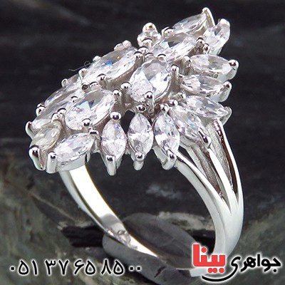 انگشتر نقره زنانه رودیوم مدل ثمانه _کد:14131
