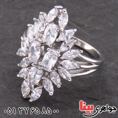انگشتر نقره زنانه رودیوم مدل ثمانه _کد:14131