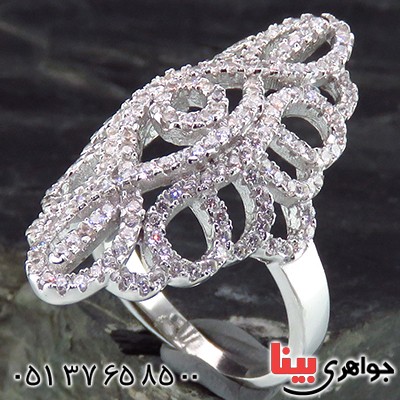 انگشتر نقره زنانه رودیوم میکروستینگ مجلسی _کد:14137