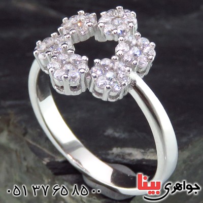 انگشتر نقره زنانه رودیوم مدل گل _کد:14162