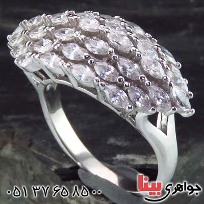 انگشتر نقره درشت زنانه رودیوم مدل فانتزی _کد:14163