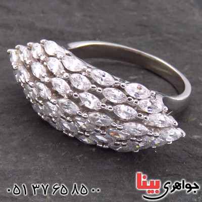 انگشتر نقره درشت زنانه رودیوم مدل فانتزی _کد:14163