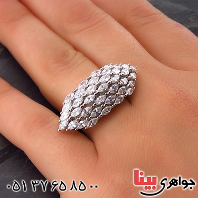 انگشتر نقره درشت زنانه رودیوم مدل فانتزی _کد:14163