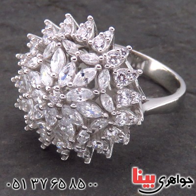 انگشتر نقره زنانه رودیوم مدل شهین _کد:14173
