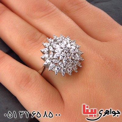 انگشتر نقره زنانه رودیوم مدل شهین _کد:14173
