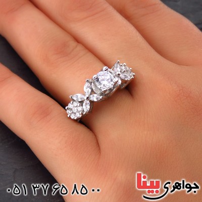 انگشتر نقره زنانه رودیوم مجلسی _کد:14184 انگشتر نقره زنانه رودیوم مجلسی _کد:14184