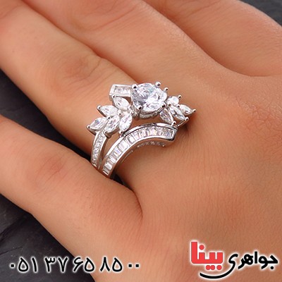 انگشتر نقره زنانه رودیوم شیک و مجلسی _کد:14201 انگشتر نقره زنانه رودیوم شیک و مجلسی _کد:14201