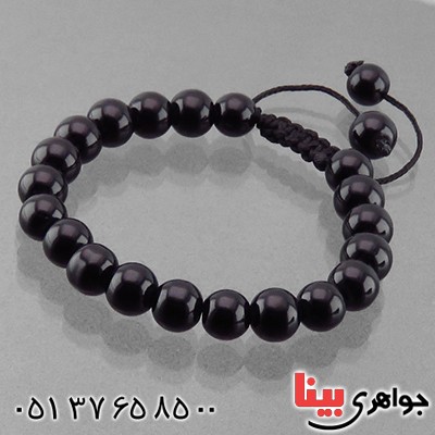 دستبند عقیق سیاه مهره ای اسپرت _کد:14229