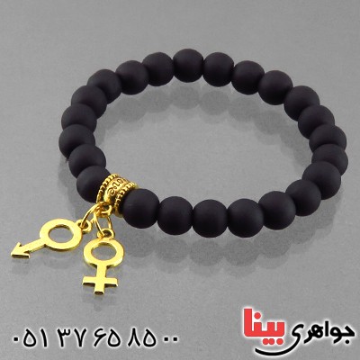 دستبند عقیق سیاه مات اسپرت _کد:14249