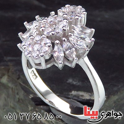 انگشتر نقره زنانه رودیوم مدل شیوا _کد:14253