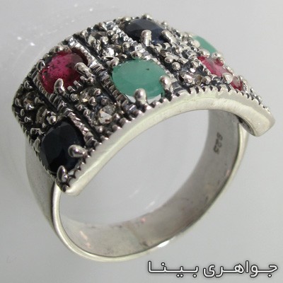 انگشتر چند جواهر مستطیل