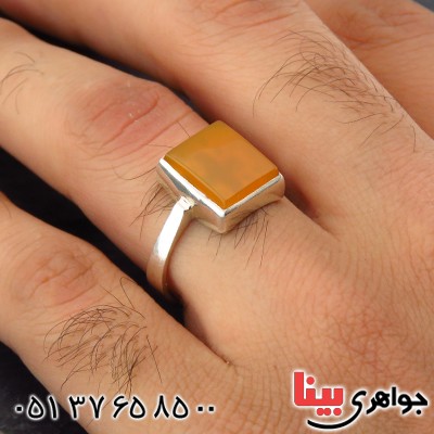 انگشتر عقیق شرف الشمس مربعی خوشرنگ _کد:14349 انگشتر عقیق شرف الشمس مربعی خوشرنگ _کد:14349