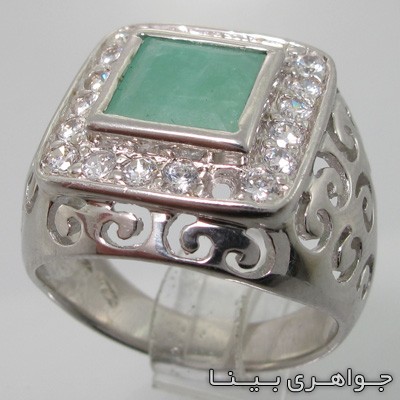 انگشتر زمرد طرح موج