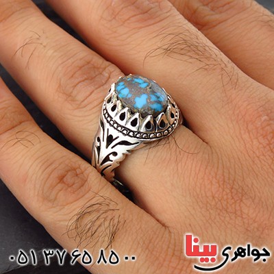 انگشتر فیروزه نیشابوری شجری مردانه اسلیمی _کد:14384 انگشتر فیروزه نیشابوری شجری مردانه اسلیمی _کد:14384