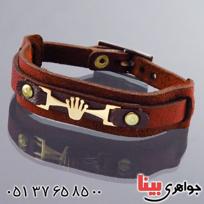 دستبند چرم و استیل طرح تاج _کد:14399