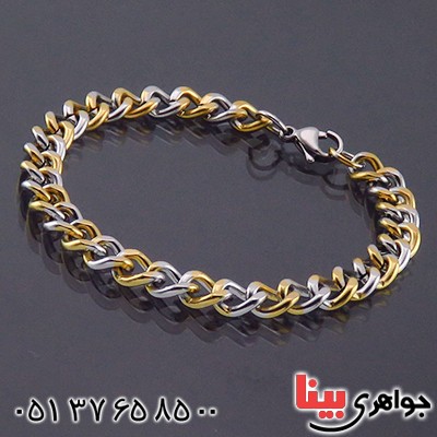دستبند آب طلا درشت مدل پیوند _کد:14410