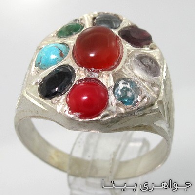 انگشتر چند جواهر طرح سنتی