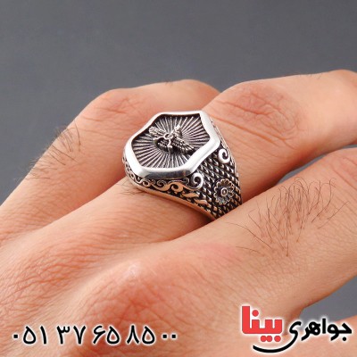 انگشتر نقره مردانه اسپرت مدل فروهر _کد:14445 انگشتر نقره مردانه اسپرت مدل فروهر _کد:14445