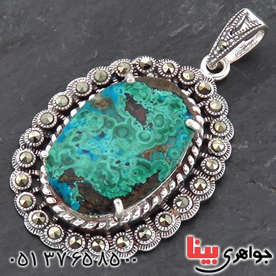 گردنبند فیروزه زنانه درشت با نقوش مالاکیتی خوشرنگ _کد:14452 گردنبند فیروزه زنانه درشت با نقوش مالاکیتی خوشرنگ _کد:14452