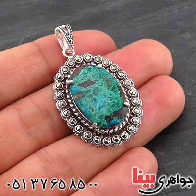 گردنبند فیروزه زنانه درشت با نقوش مالاکیتی خوشرنگ _کد:14452 گردنبند فیروزه زنانه درشت با نقوش مالاکیتی خوشرنگ _کد:14452