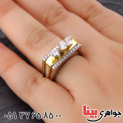 انگشتر نقره الماسی زنانه درشت طرح پرنسسی _کد:14462 انگشتر نقره الماسی زنانه درشت طرح پرنسسی _کد:14462