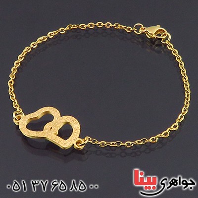دستبند زنانه طرح قلب روکش آب طلا _کد:14466