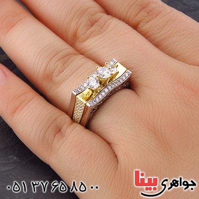 انگشتر نقره الماسی زنانه درشت طرح پرنسس _کد:14468 انگشتر نقره الماسی زنانه درشت طرح پرنسس _کد:14468