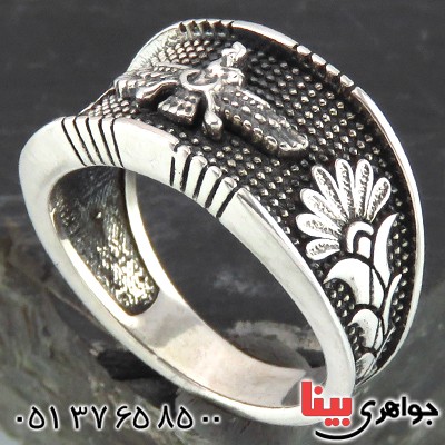 انگشتر نقره مردانه اسپرت طرح فروهر _کد:14470 انگشتر نقره مردانه اسپرت طرح فروهر _کد:14470