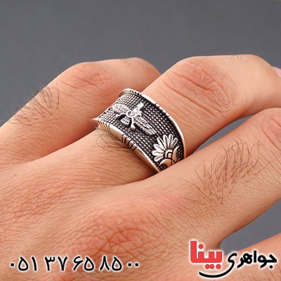 انگشتر نقره مردانه اسپرت طرح فروهر _کد:14470 انگشتر نقره مردانه اسپرت طرح فروهر _کد:14470
