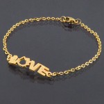 دستبند زنانه طرح LOVE روکش آب طلا