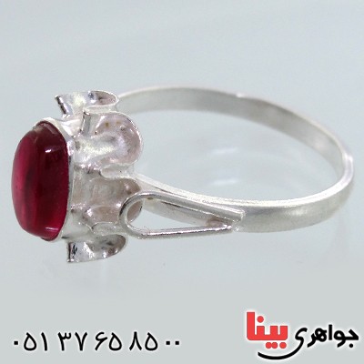 انگشتر جید سرخ مدل گل