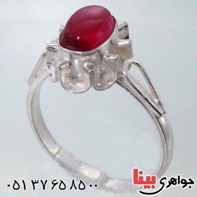 انگشتر جید سرخ مدل گل