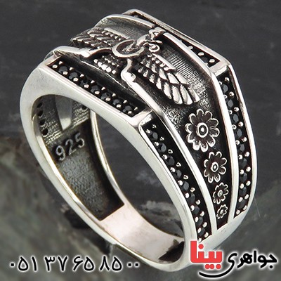 انگشتر نقره مردانه اسپرت طرح فروهر _کد:14488 انگشتر نقره مردانه اسپرت طرح فروهر _کد:14488