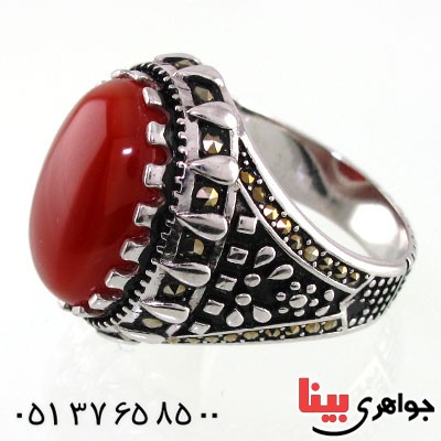 انگشتر عقیق قرمز درشت و سنگین