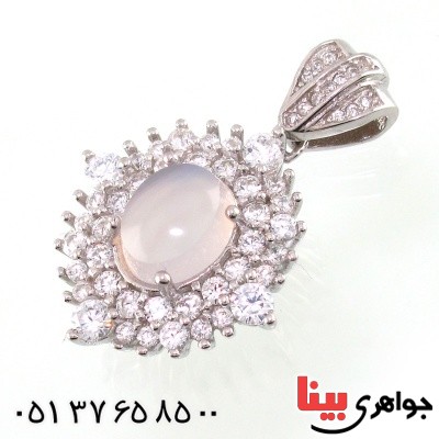 گردنبند عقیق یمنی کبود زنانه رودیوم _کد:14739