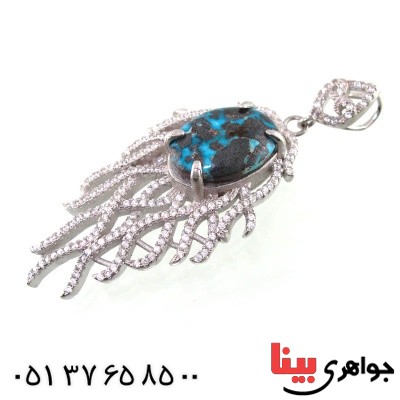 گردنبند فیروزه نیشابوری شجری درشت زنانه رودیوم _کد:14741 گردنبند فیروزه نیشابوری شجری درشت زنانه رودیوم _کد:14741