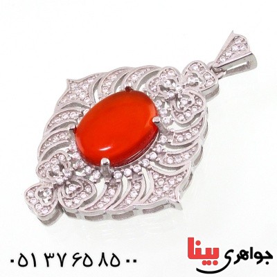 گردنبند عقیق یمنی درشت زنانه رودیوم _کد:14747