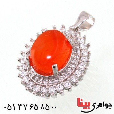 گردنبند عقیق یمنی زنانه رودیوم خوشرنگ _کد:14755