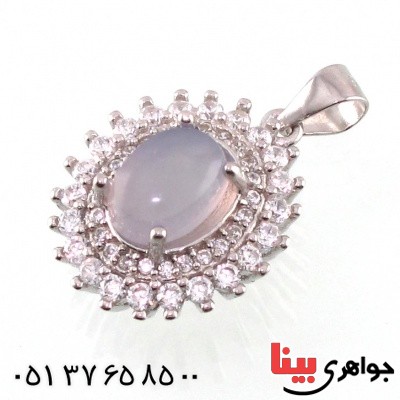 گردنبند عقیق یمنی کبود زنانه رودیوم مدل خورشید _کد:14756
