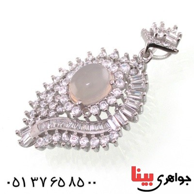 گردنبند عقیق یمنی کبود درشت زنانه رودیوم _کد:14760