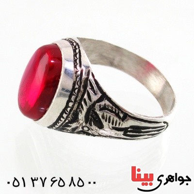 انگشتر یاقوت سرخ آلمانی مردانه دامله خوشرنگ _کد:14766