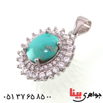 گردنبند فیروزه نیشابوری شجری زنانه رودیوم _کد:14769 گردنبند فیروزه نیشابوری شجری زنانه رودیوم _کد:14769